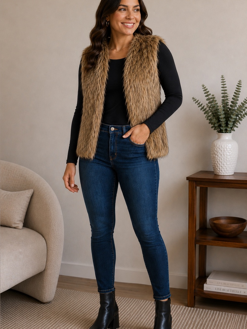 Poof Faux Fur Vest Size Small